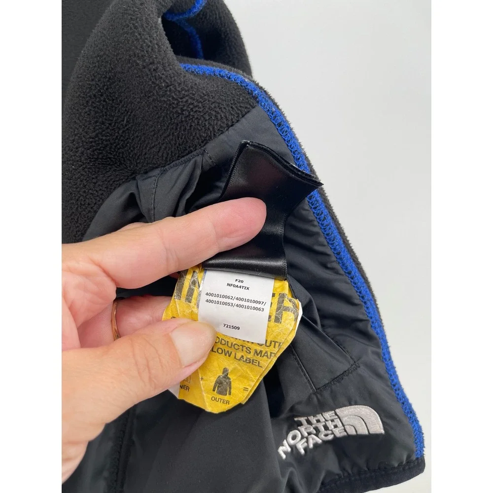 The North Face Kids Reversible Fleece Jacket Blue Black  6-8 Full Zip Coat